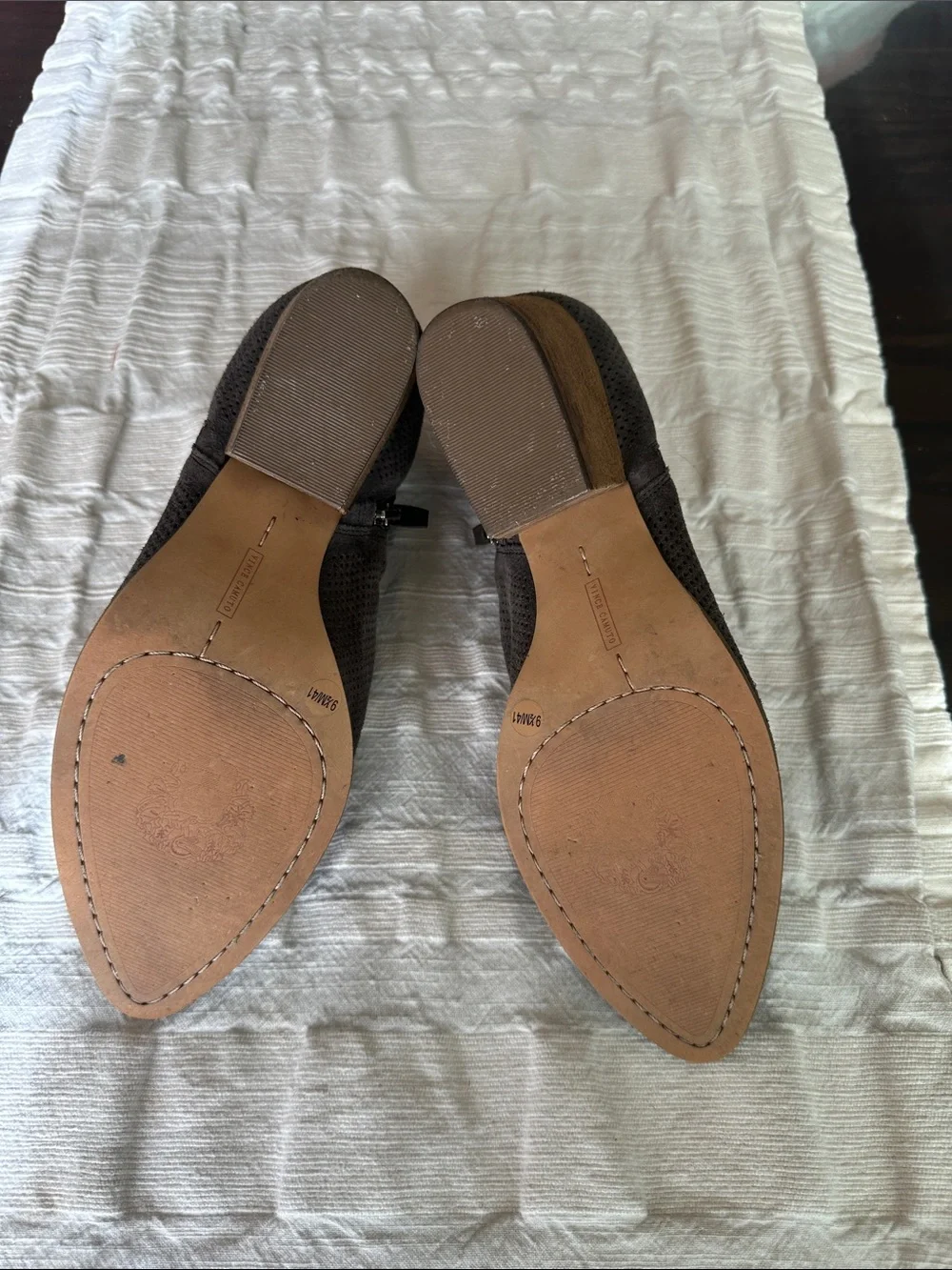 Vince Camuto Perforated Gray Suede Ankle Booties